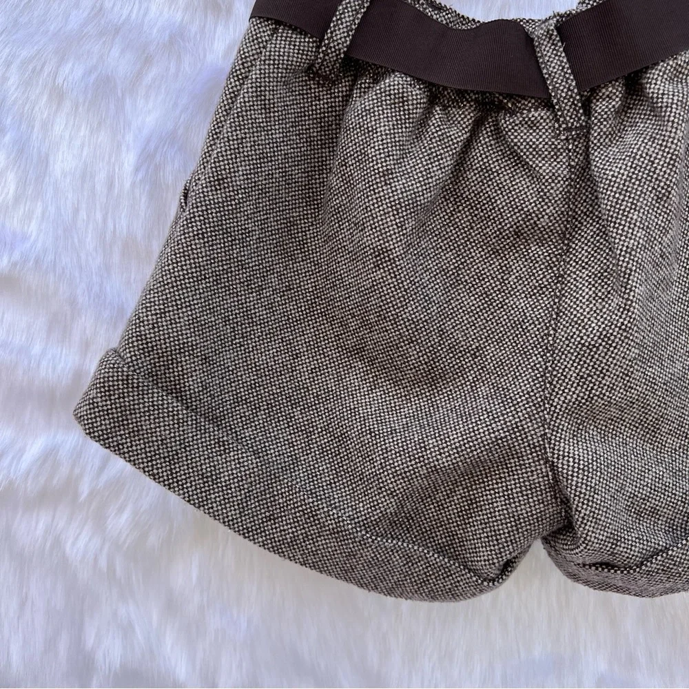 Gymboree Girls‎ Brown Tweed Shorts Size 6 Ribbon Waist